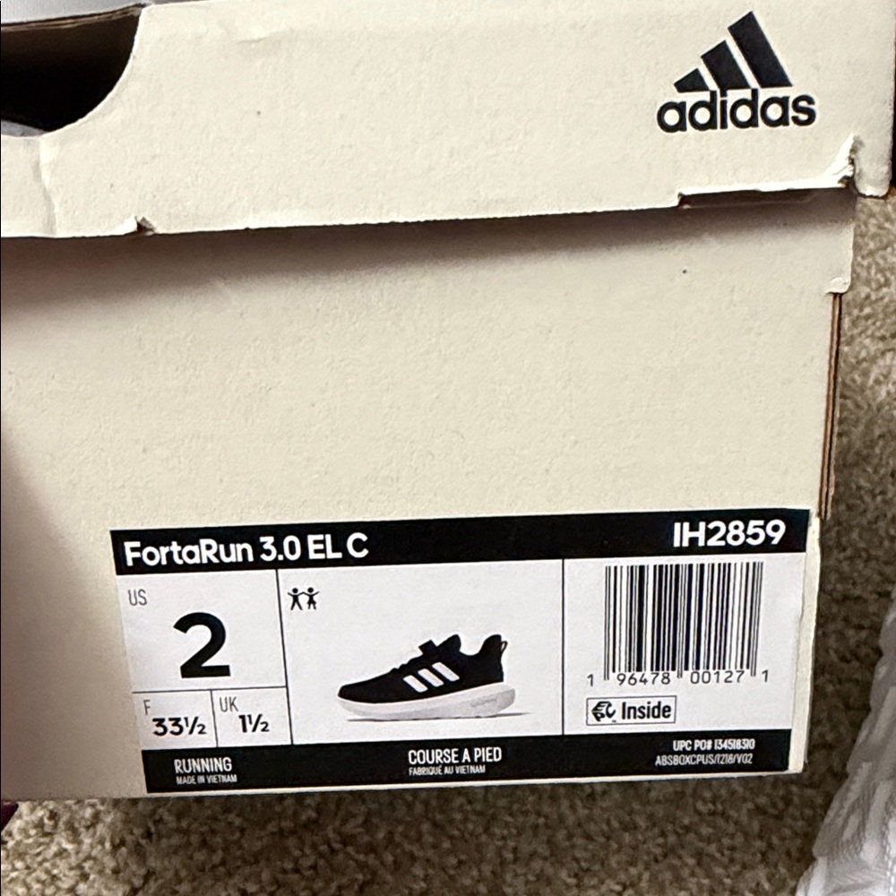 adidas Kids Black and White Sneakers - Picture 4 of 5